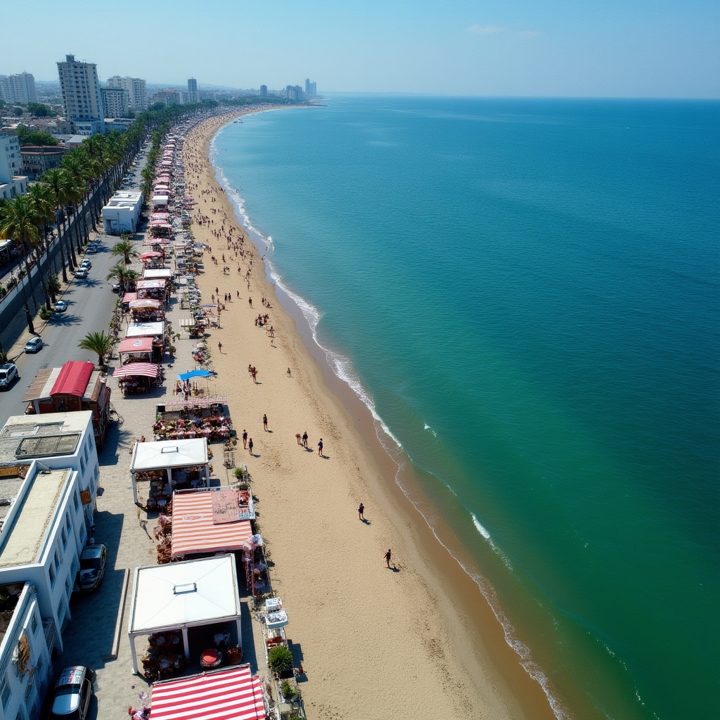 Vedere aeriană a litoralului românesc cu terase acoperite